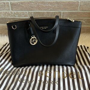 HENRI BENDEL West 57th Black Leather Satchel Bag